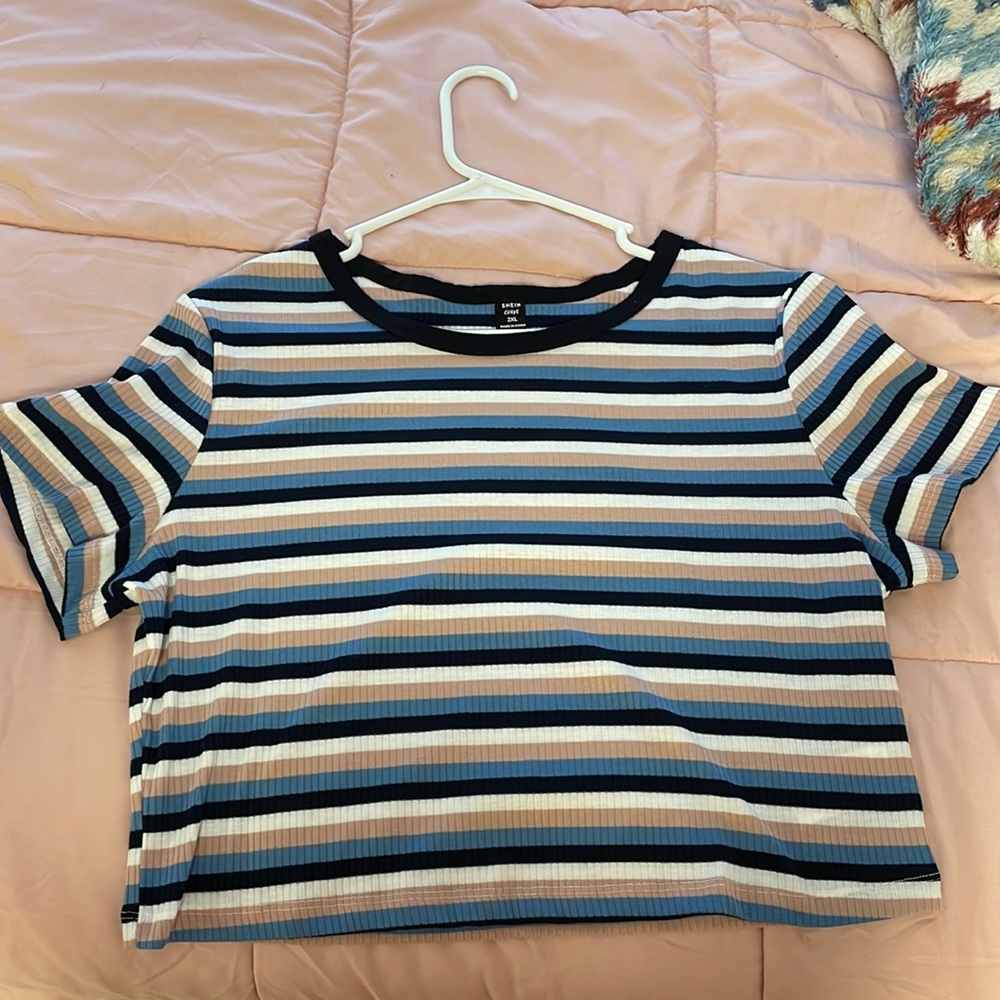 SHEIN striped ribbed crop top size 2XL